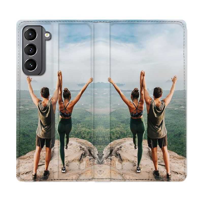 Housse Cuir Portefeuille Pour Samsung Galaxy S21 Personnalisee