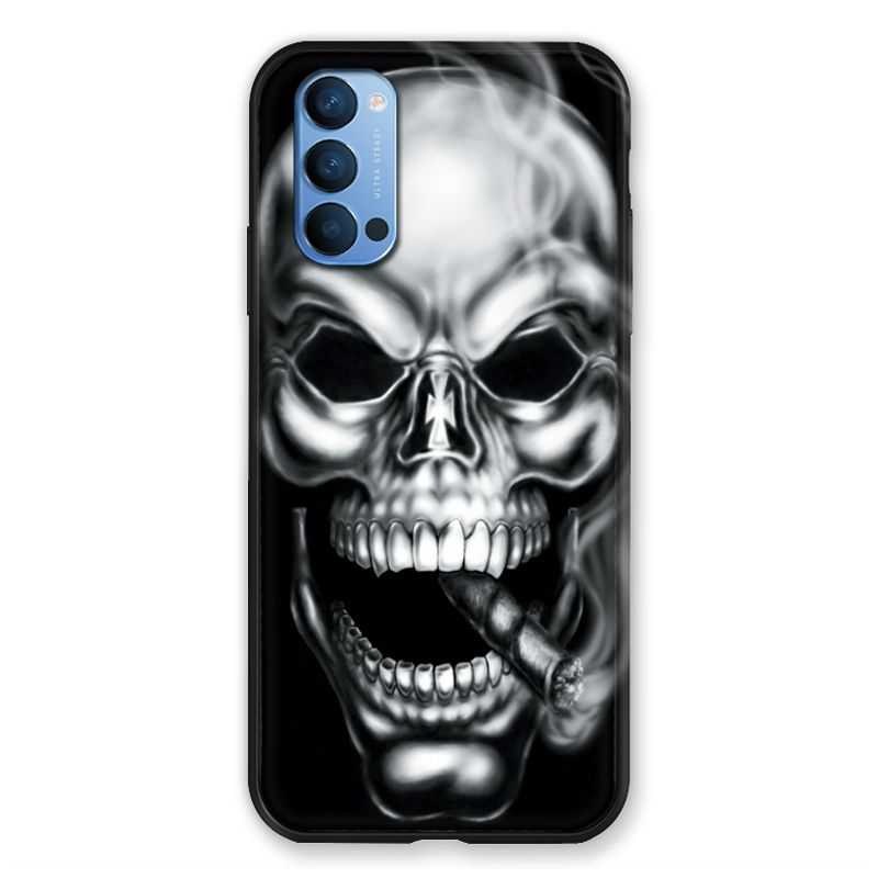 Coque Pour Oppo Reno 4 Tete de Mort Fume