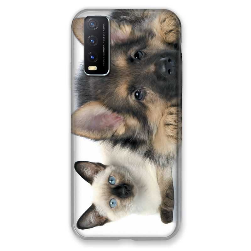 Coque Pour Vivo Y20S Chien vs Chat