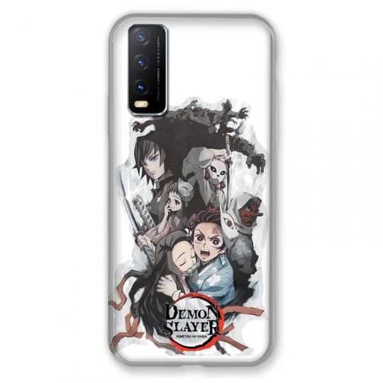 Coque Pour Vivo Y20S Manga Demon Slayer Blanc