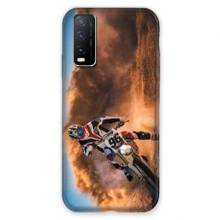 Coque Pour Vivo Y11S Moto Cross Blanc