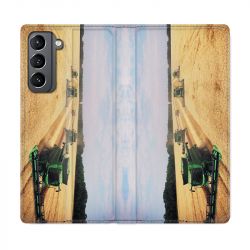 Housse Cuir Portefeuille Pour Samsung Galaxy S21 Agriculture Moissonneuse