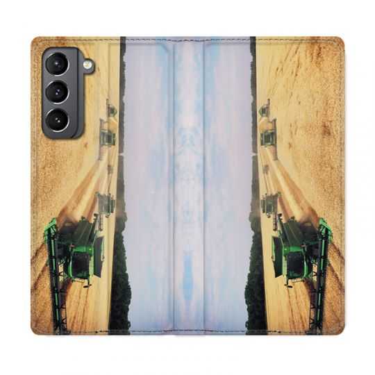 Housse Cuir Portefeuille Pour Samsung Galaxy S21 Agriculture Moissonneuse