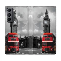 Housse Cuir Portefeuille Pour Samsung Galaxy S21 Angleterre London Bus