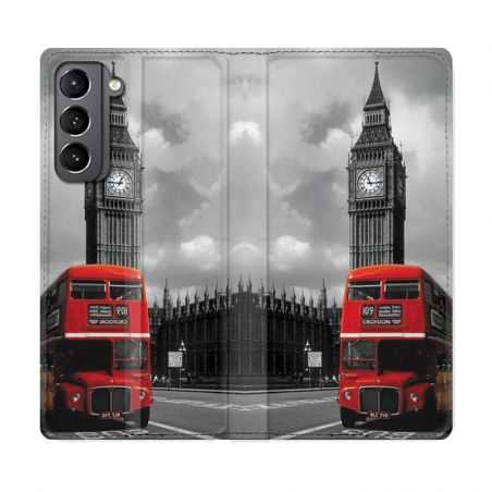 Housse Cuir Portefeuille Pour Samsung Galaxy S21 Angleterre London Bus
