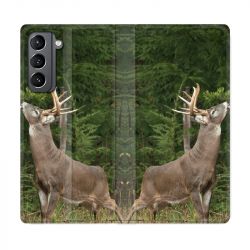 Housse Cuir Portefeuille Pour Samsung Galaxy S21 Cerf