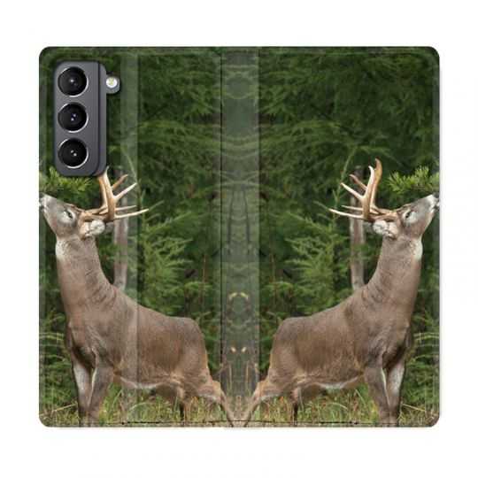 Housse Cuir Portefeuille Pour Samsung Galaxy S21 Cerf