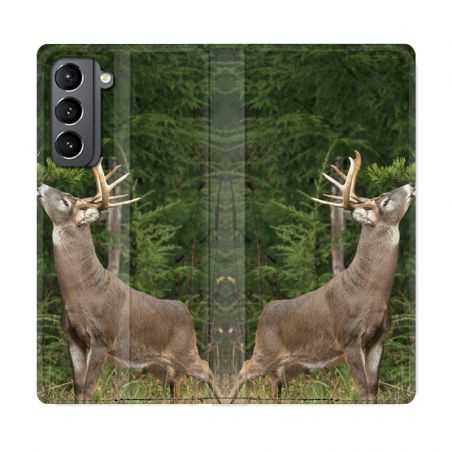 Housse Cuir Portefeuille Pour Samsung Galaxy S21 Cerf