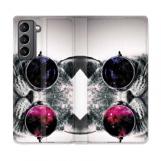 Housse Cuir Portefeuille Pour Samsung Galaxy S21 Chat Fashion