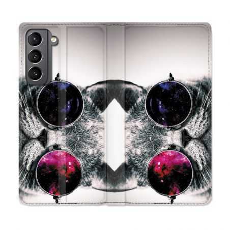 Housse Cuir Portefeuille Pour Samsung Galaxy S21 Chat Fashion