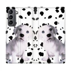 Housse Cuir Portefeuille Pour Samsung Galaxy S21 Chien Dalmatien