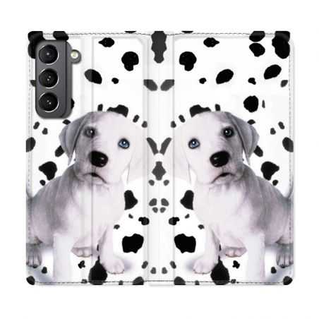Housse Cuir Portefeuille Pour Samsung Galaxy S21 Chien Dalmatien
