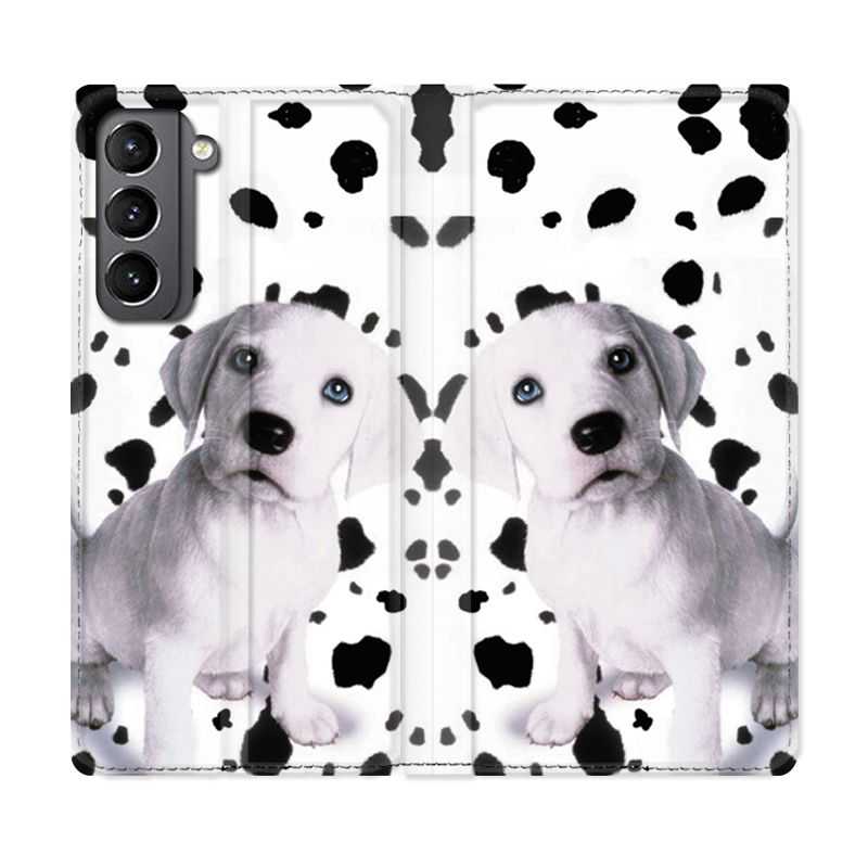 Housse Cuir Portefeuille Pour Samsung Galaxy S21 Chien Dalmatien