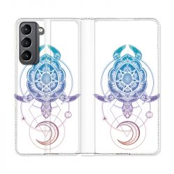 Housse Cuir Portefeuille Pour Samsung Galaxy S21 Animaux Maori Tortue Color