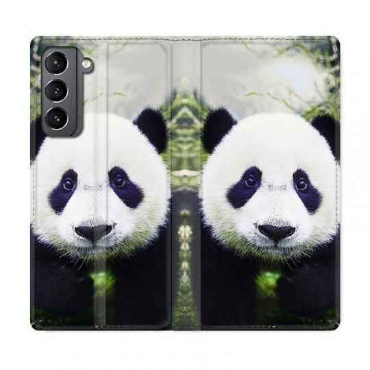 Housse Cuir Portefeuille Pour Samsung Galaxy S21 Panda Color
