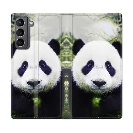 Housse Cuir Portefeuille Pour Samsung Galaxy S21 Panda Color