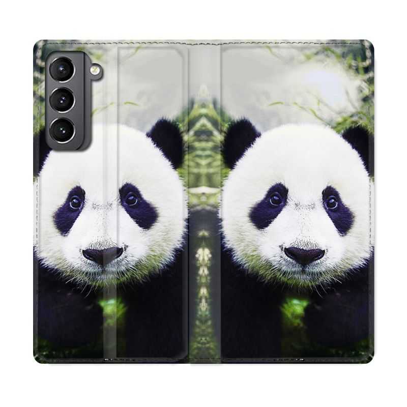 Housse Cuir Portefeuille Pour Samsung Galaxy S21 Panda Color