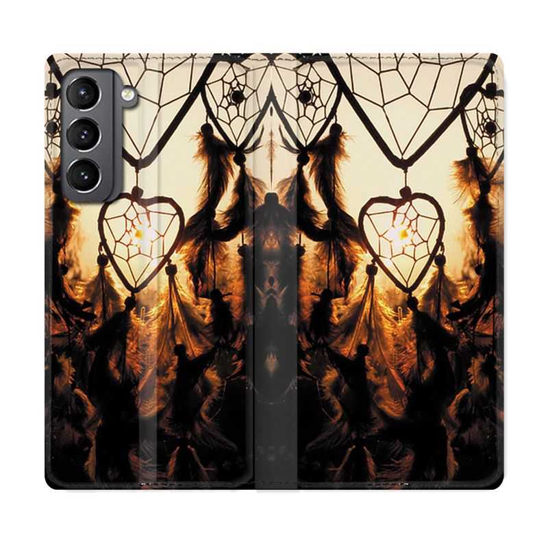 Housse Cuir Portefeuille Pour Samsung Galaxy S21 Attrape Reve Noir
