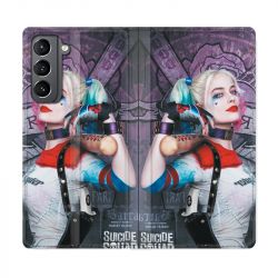 Housse Cuir Portefeuille Pour Samsung Galaxy S21 Harley Quinn Batte