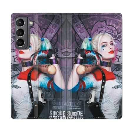 Housse Cuir Portefeuille Pour Samsung Galaxy S21 Harley Quinn Batte
