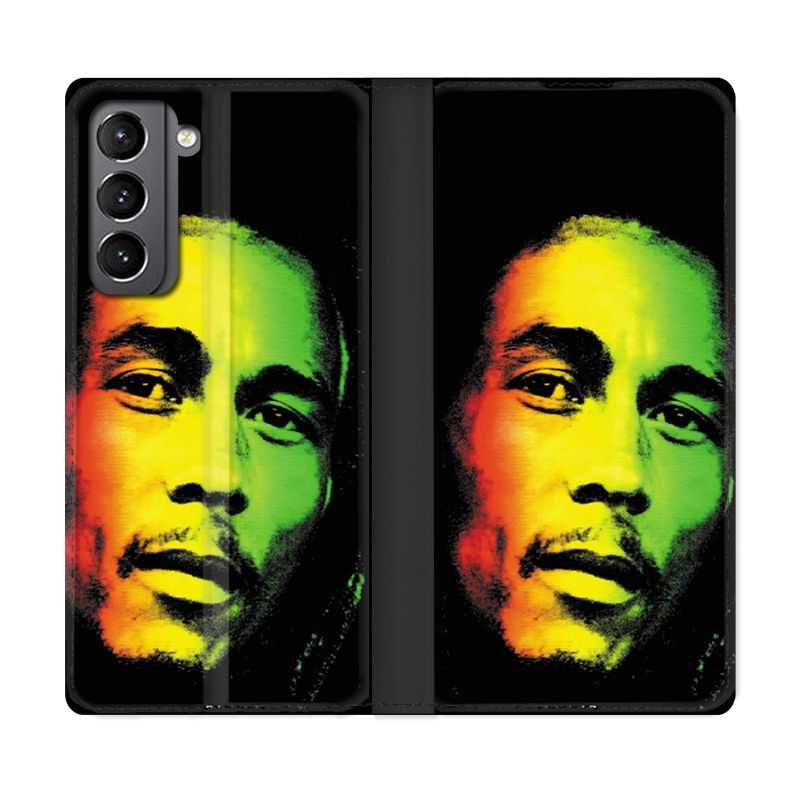 Housse Cuir Portefeuille Pour Samsung Galaxy S21 Bob Marley 2