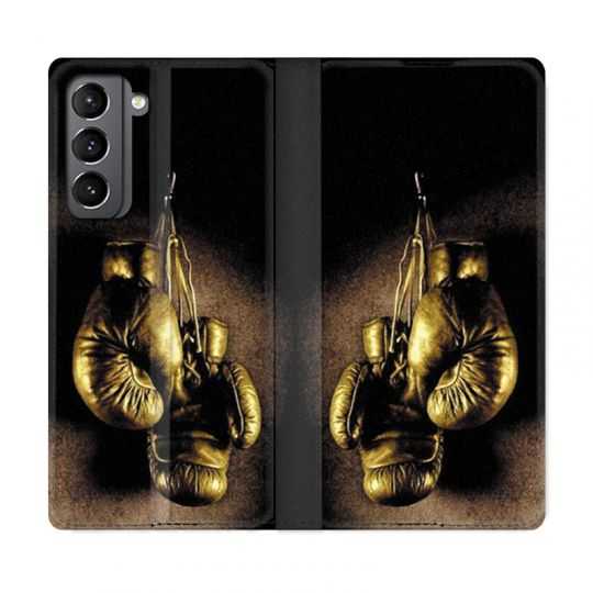 Housse Cuir Portefeuille Pour Samsung Galaxy S21 Boxe Gant Vintage