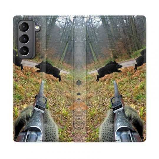 Housse Cuir Portefeuille Pour Samsung Galaxy S21 Chasse Vision Tir