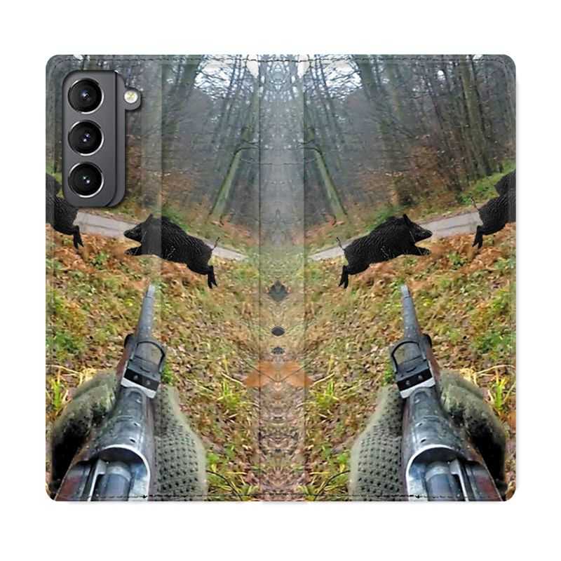 Housse Cuir Portefeuille Pour Samsung Galaxy S21 Chasse Vision Tir