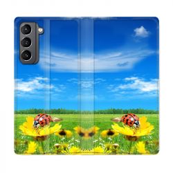 Housse Cuir Portefeuille Pour Samsung Galaxy S21 Coccinelle