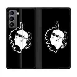 Housse Cuir Portefeuille Pour Samsung Galaxy S21 Corse Noir