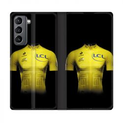 Housse Cuir Portefeuille Pour Samsung Galaxy S21 Cyclisme Maillot Jaune