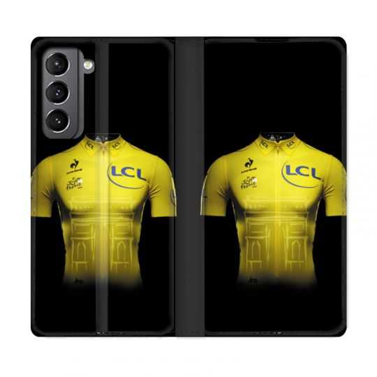 Housse Cuir Portefeuille Pour Samsung Galaxy S21 Cyclisme Maillot Jaune