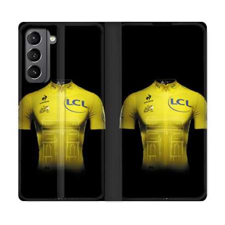 Housse Cuir Portefeuille Pour Samsung Galaxy S21 Cyclisme Maillot Jaune