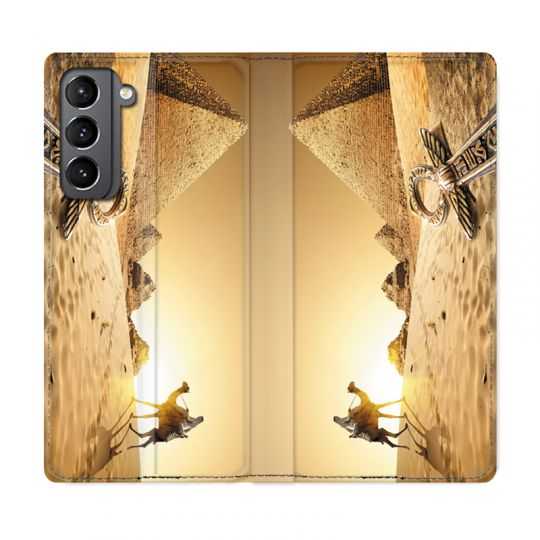 Housse Cuir Portefeuille Pour Samsung Galaxy S21 Egypte Chameau