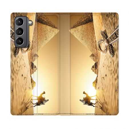 Housse Cuir Portefeuille Pour Samsung Galaxy S21 Egypte Chameau