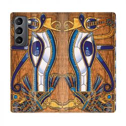 Housse Cuir Portefeuille Pour Samsung Galaxy S21 Egypte Papyrus