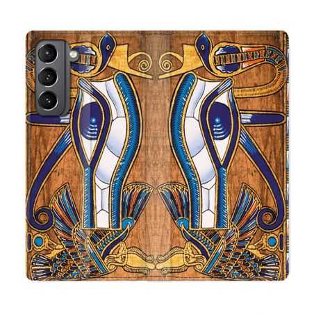 Housse Cuir Portefeuille Pour Samsung Galaxy S21 Egypte Papyrus