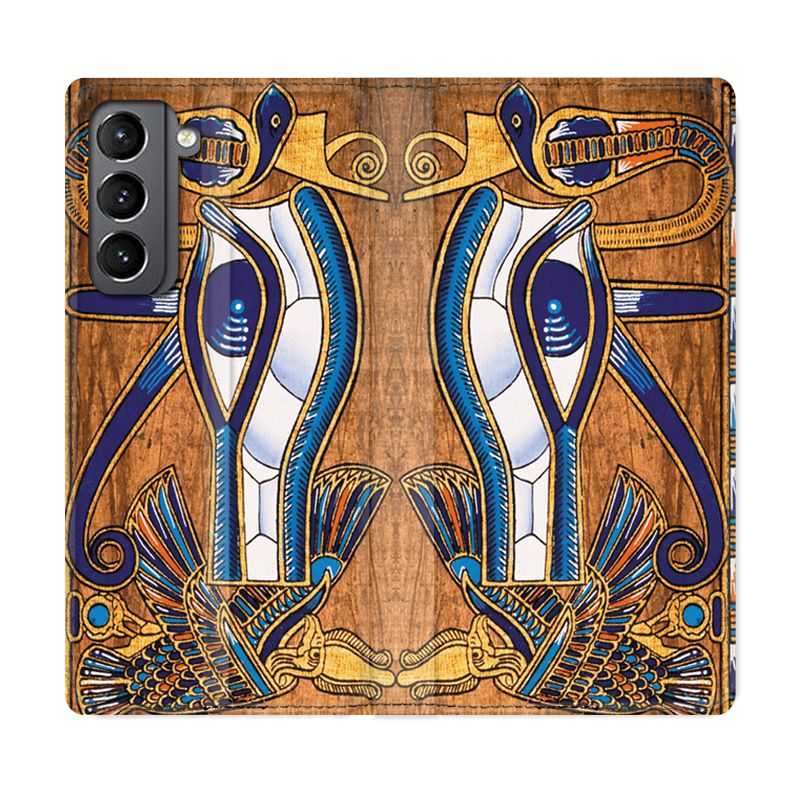 Housse Cuir Portefeuille Pour Samsung Galaxy S21 Egypte Papyrus