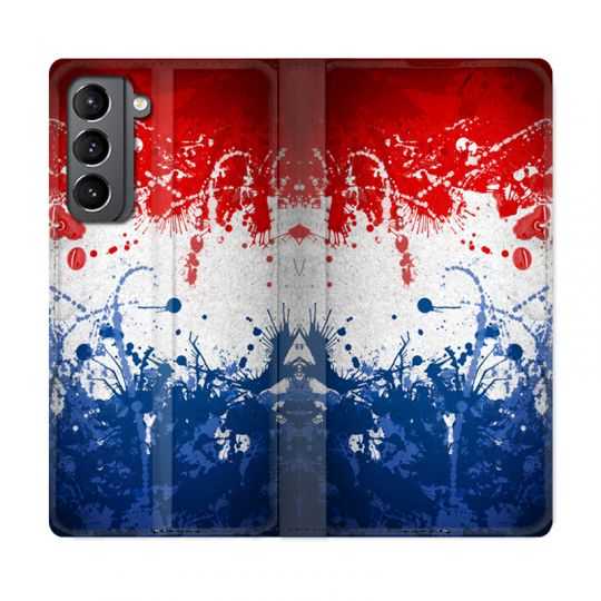 Housse Cuir Portefeuille Pour Samsung Galaxy S21 France Eclaboussure