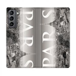 Housse Cuir Portefeuille Pour Samsung Galaxy S21 France Paris Vintage