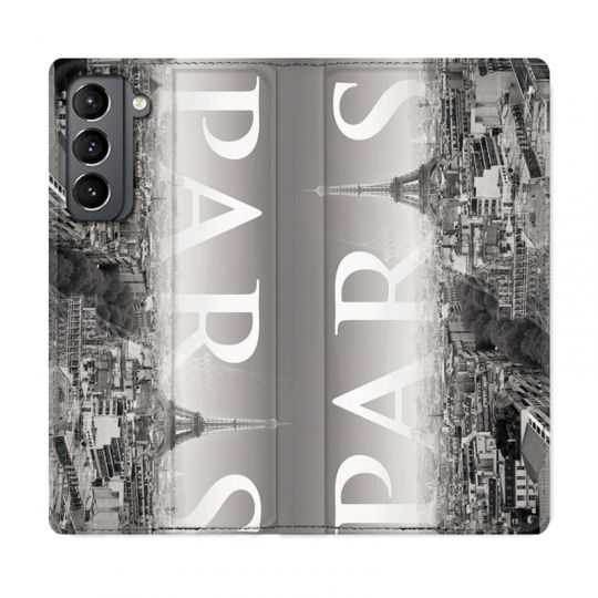 Housse Cuir Portefeuille Pour Samsung Galaxy S21 France Paris Vintage