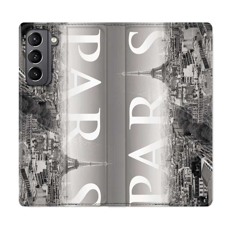 Housse Cuir Portefeuille Pour Samsung Galaxy S21 France Paris Vintage