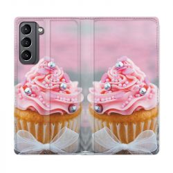 Housse Cuir Portefeuille Pour Samsung Galaxy S21 Cupcake