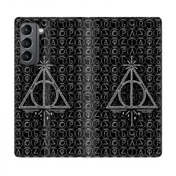 Housse Cuir Portefeuille Pour Samsung Galaxy S21 WB License Harry Potter Triangle noir