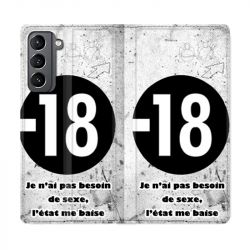 Housse Cuir Portefeuille Pour Samsung Galaxy S21 Humour 18 Ans