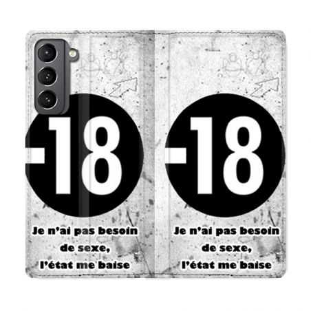 Housse Cuir Portefeuille Pour Samsung Galaxy S21 Humour 18 Ans