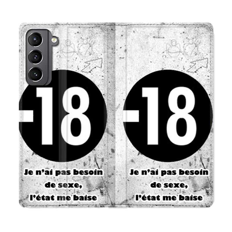 Housse Cuir Portefeuille Pour Samsung Galaxy S21 Humour 18 Ans