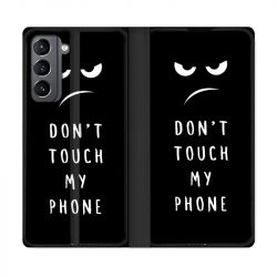 Housse Cuir Portefeuille Pour Samsung Galaxy S21 Humour Don't Touch