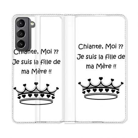 Housse Cuir Portefeuille Pour Samsung Galaxy S21 Humour Moi Chiante