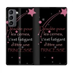 Housse Cuir Portefeuille Pour Samsung Galaxy S21 Humour Princesse
